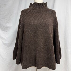 Banana Republic Flare Sleeve Heather Brown Mock Neck Sweater